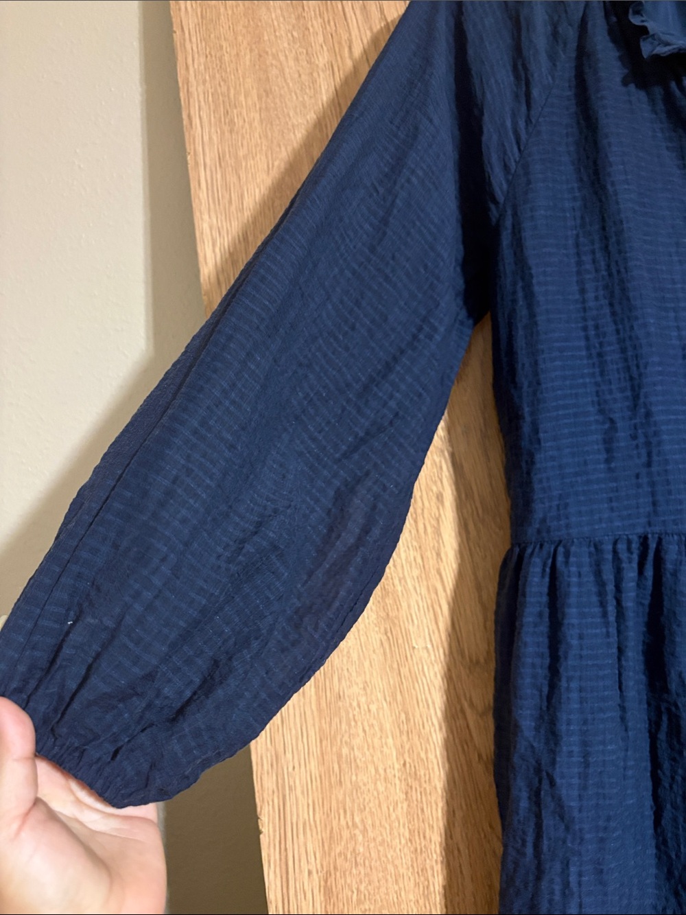 Women’s Navy Ruffle-Tier Mini Dress - Picture 3 of 8